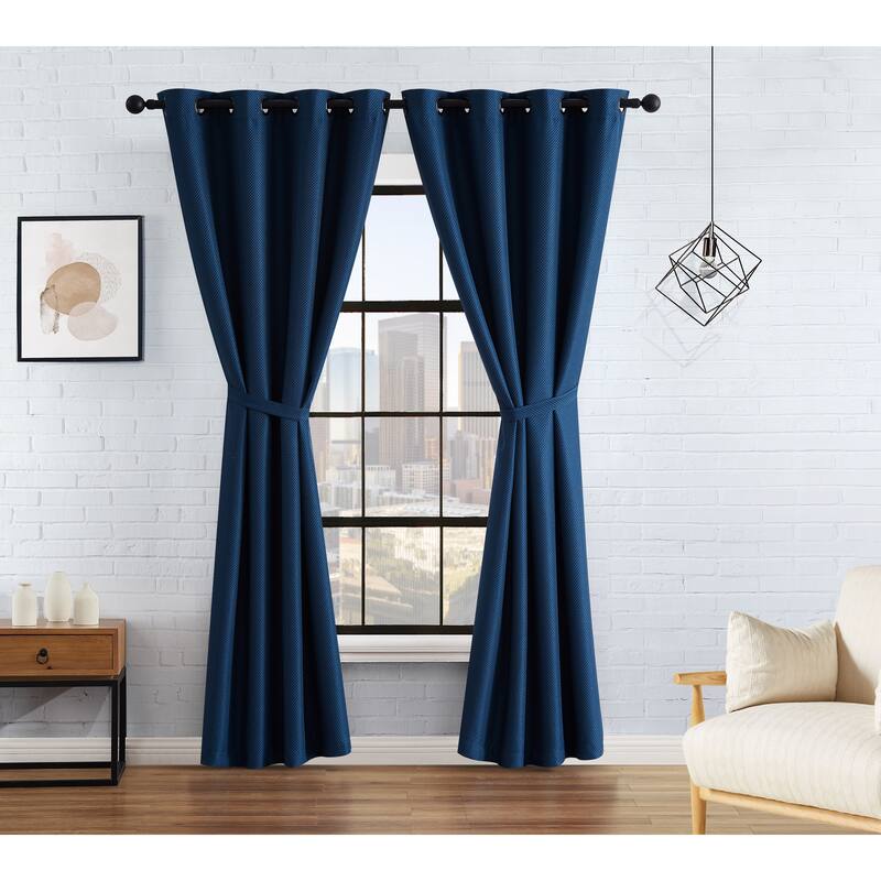 Lucky Brand Ember Thermal Woven Room Darkening Grommet Window Curtain